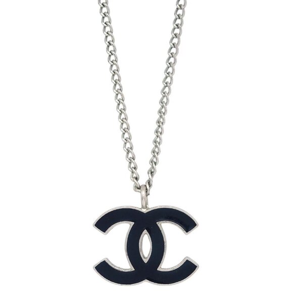 Chanel CC Chain Necklace Silver Black 04P 144354 - Picture 1 of 4
